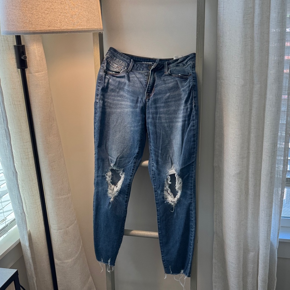 Old Navy Blue Distressed MidRise Rockstar Jeans